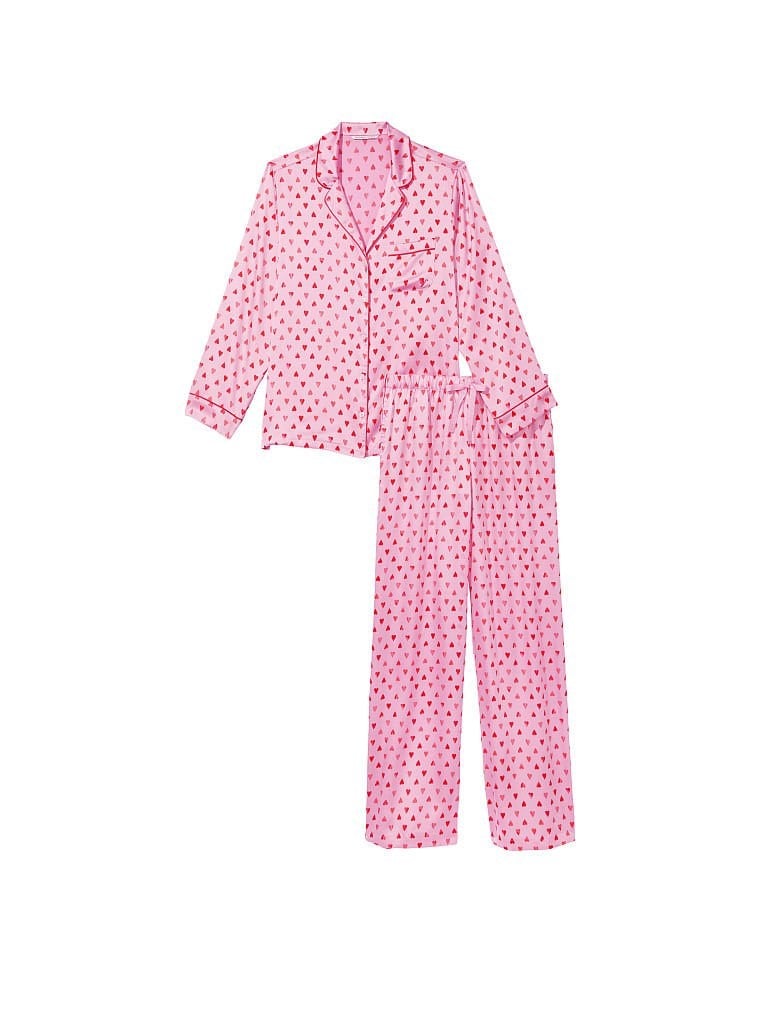 Saten Uzun Pijama Takımı - Pembe Çiçek Ombre Kalp VS26457015 | Victoria's  Secret VSL