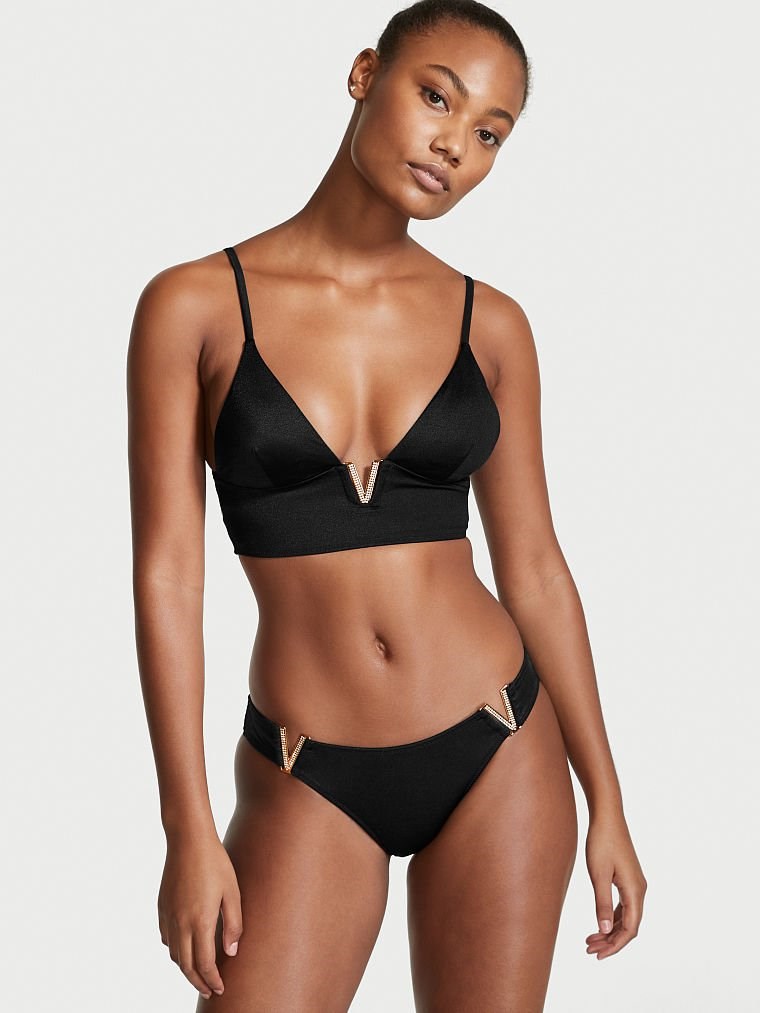 V Parçalı Bralet Bikini Üstü - Siyah VS26378378 | Victoria's Secret Swim