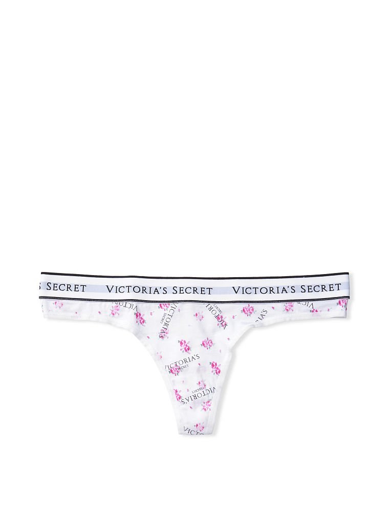 Victoria s Secret Esnek Pamuk Tanga Kulot Beyaz Zarif Cicekli VS26333251 Victoria s Secret VSL