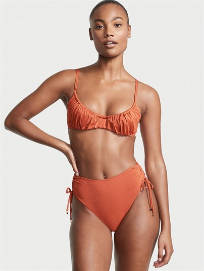 Büzgülü Yüksek Bel Cheeky Bikini Altı