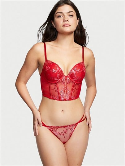 Çiçek Nakışlı Push-up Korse Büstiyer