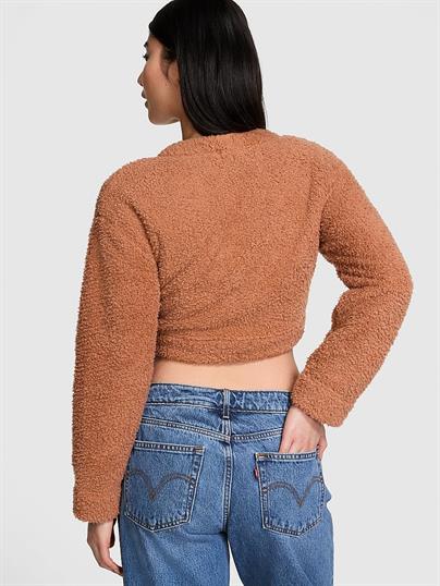 Co-ZZZy Pelüş Crop Hırka - Bej | Victoria's Secret Pink