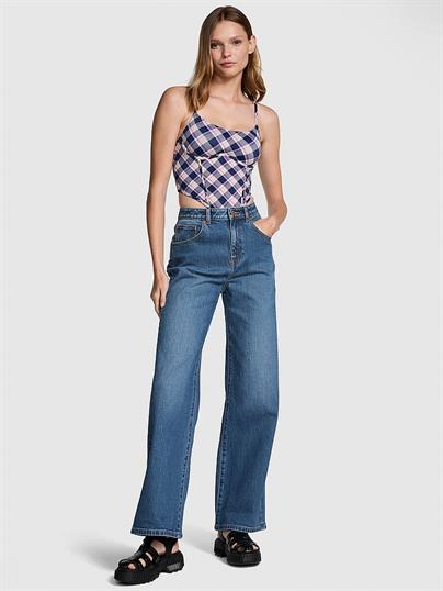 Denim by PINK Yüksek Bel Düz Paça Jean Pantolon