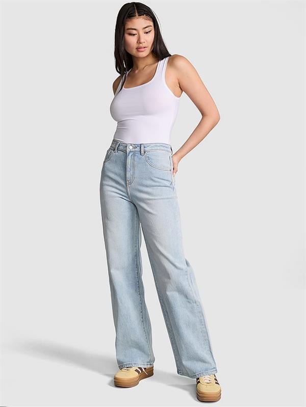 Denim by PINK Yüksek Bel Düz Paça Jean Pantolon