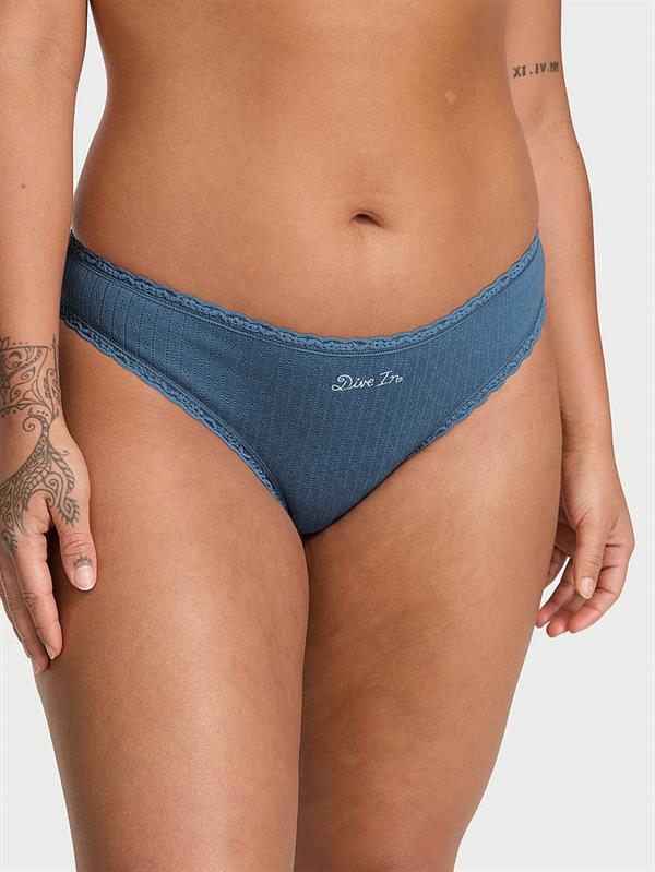 Esnek Pamuklu Pointelle Dantelli Bikini Külot