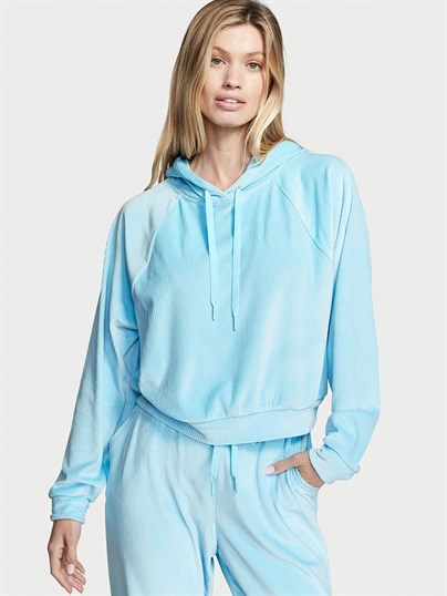 Fitilli Kadife Kapüşonlu Sweatshirt