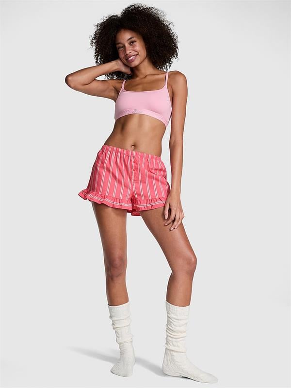 Flanel Boxy Ruffled Pijama Şortu