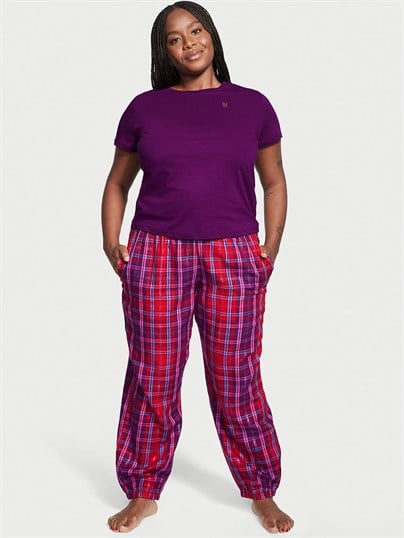 Flannel T-shirt Pijama Takımı