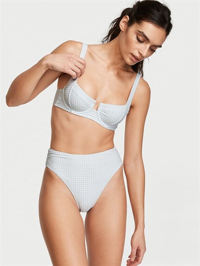 Gingham Toparlayıcı Bikini Üstü