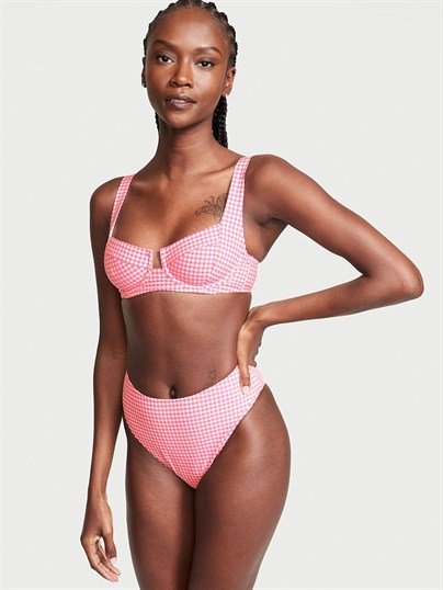 Gingham Yüksek Bel Cheeky Bikini Altı