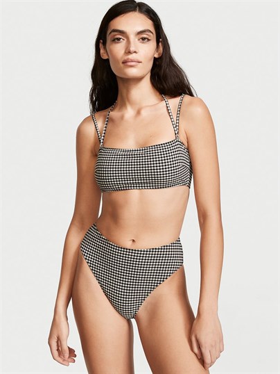 Gingham Yüksek Bel Cheeky Bikini Altı