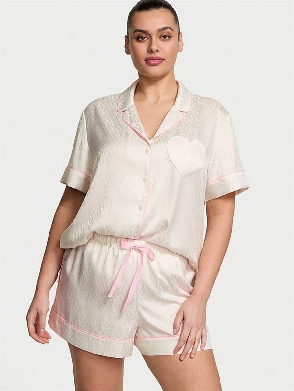 Glazed Saten Şortlu Pijama Takımı