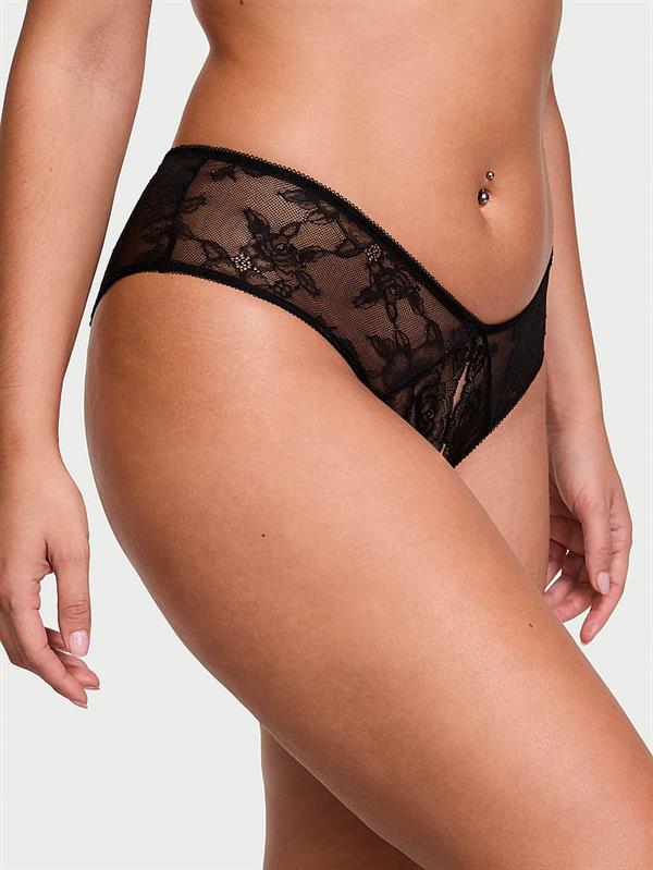 Gül Dantelli Crotchless Cheeky Külot