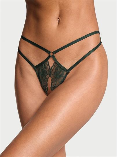 Gül Dantelli Crotchless Tanga