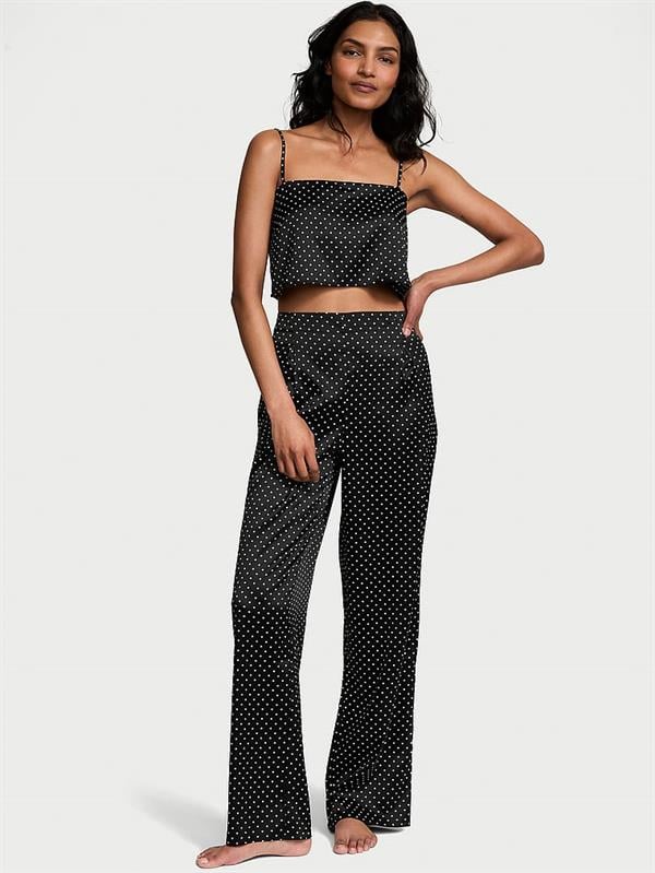 Gül Detaylı Crop Askılı Pijama Takımı