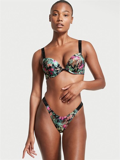 Işıltılı Askılı 2 Beden Büyük Gösteren Push-Up Bikini Üstü