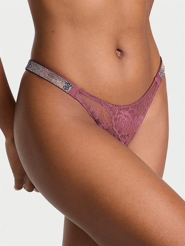 Işıltılı Askılı Dantelli Brazilian Külot
