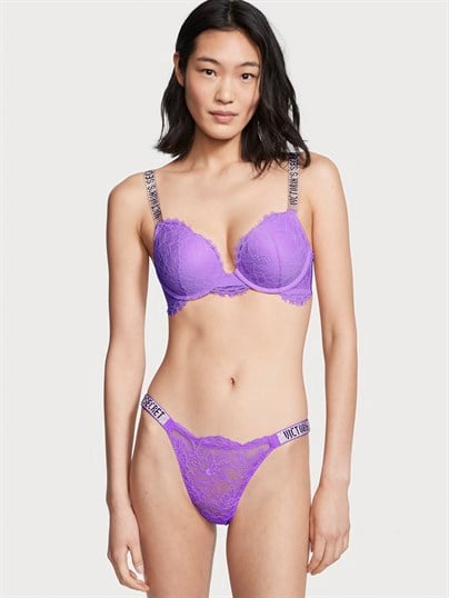 Işıltılı Askılı Dantelli Cheeky Külot