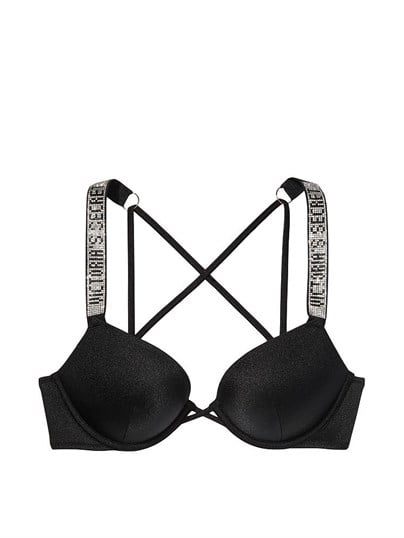 Işıltılı Askılı Şeritli Bombshell 2 Beden Büyük Gösteren Push-Up Bikini Üstü