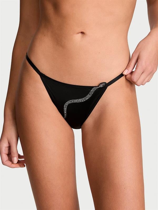 Işıltılı Yılan Detaylı Ayarlanabilir String Bikini Külot