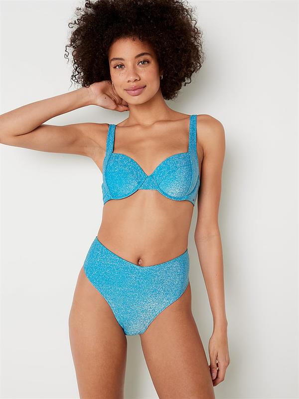 Işıltılı Yüksek Bel Cheeky Bikini Altı