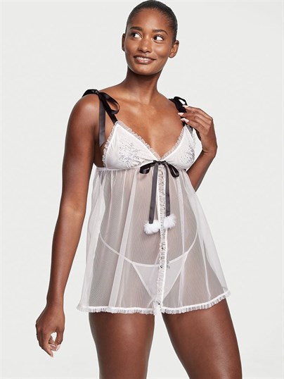 Kar Tanesi Süslü Babydoll Takımı