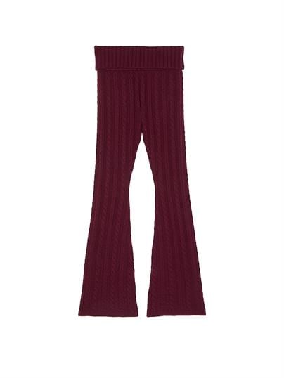 Kolej Örgü Beli Katlanabilen İspanyol Paça Pantolon