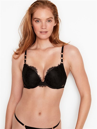 Lace Ring Hardware Push-up Bra