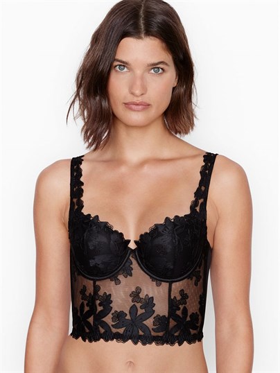 Lightly Lined Floral Embroidered Balconette Bra