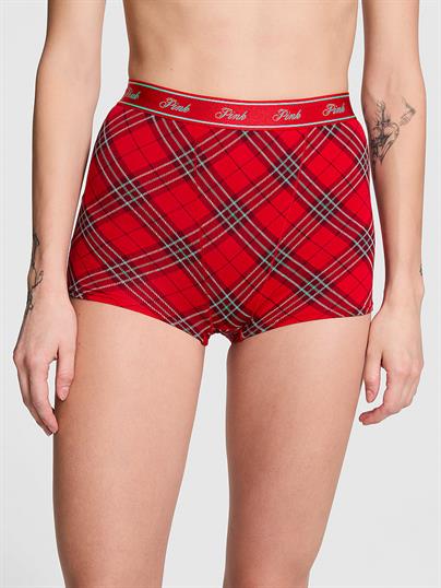 Logolu Pamuklu Yüksek Bel Boyshort Külot