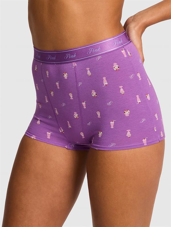 Logolu Pamuklu Yüksek Bel Boyshort Külot