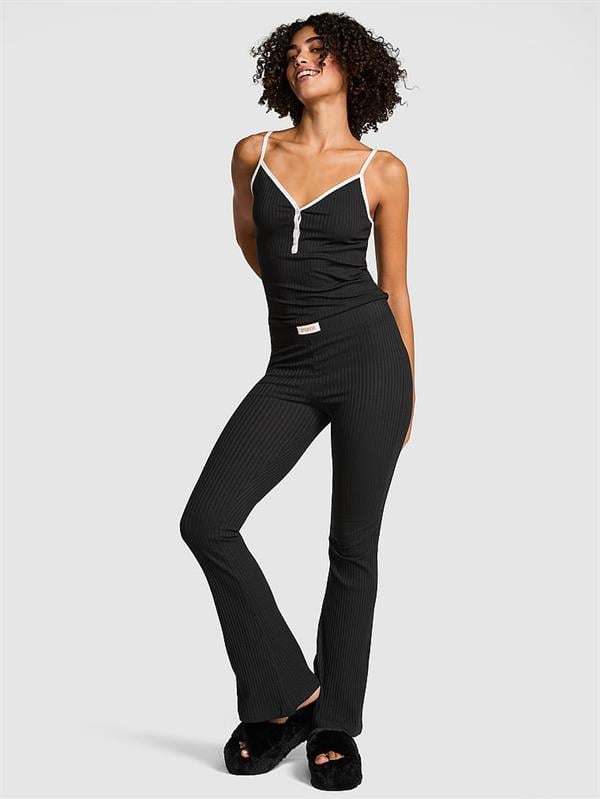 Lounge Nervürlü Henley Atlet & Pijama Altı Takımı