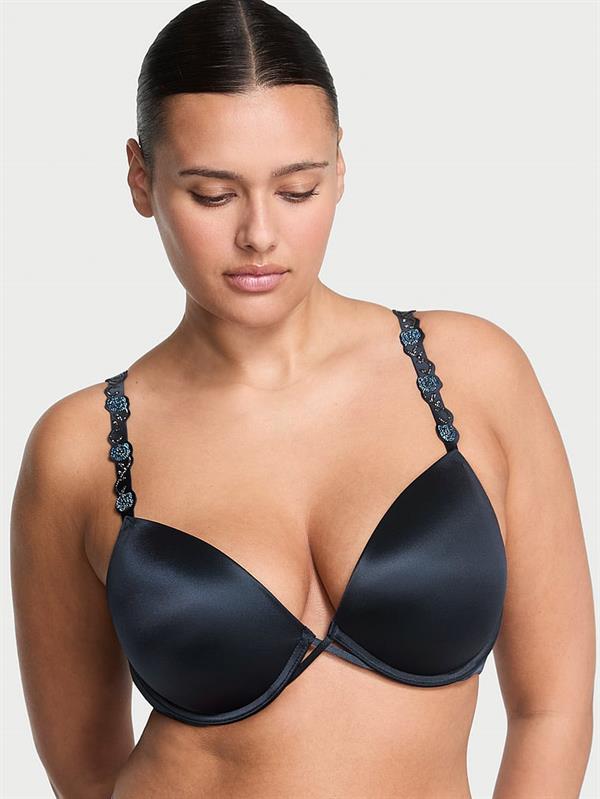 Orkide İşlemeli Işıltılı Askılı Push-Up Sütyen