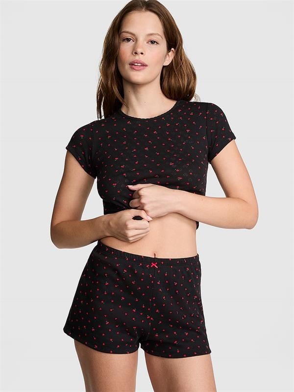 Pamuklu Heart Pointelle Pijama Şortu