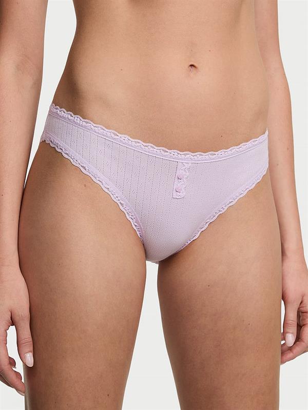 Pamuklu Pointelle Dantel Kenarlı Bikini Külot
