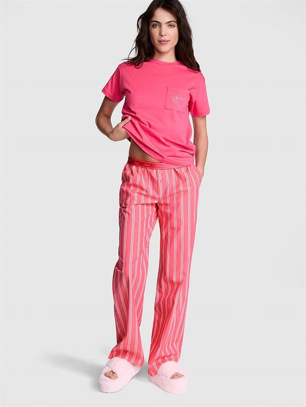 Pamuklu Poplin Logolu Pijama Altı
