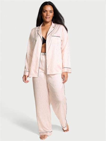 Parlak Saten Uzun Pijama Takımı