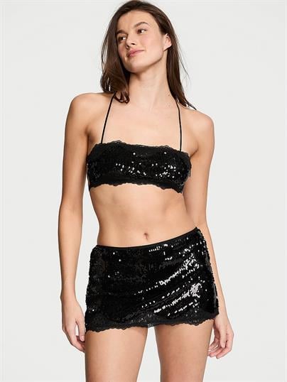 Payetli Bralet ve Mini Etek Takım