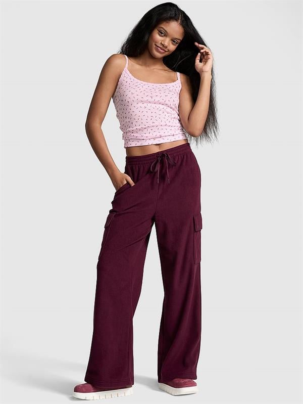 PINK Mikro Polar Geniş Paça Kargo Pantolon