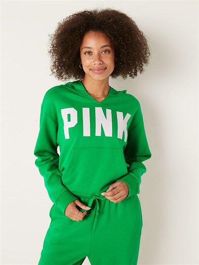 Polar Crop Büzgülü Kampüs Kapüşonlu Sweatshirt