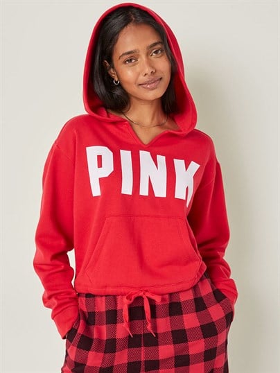 Polar Crop Büzgülü Kampüs Kapüşonlu Sweatshirt