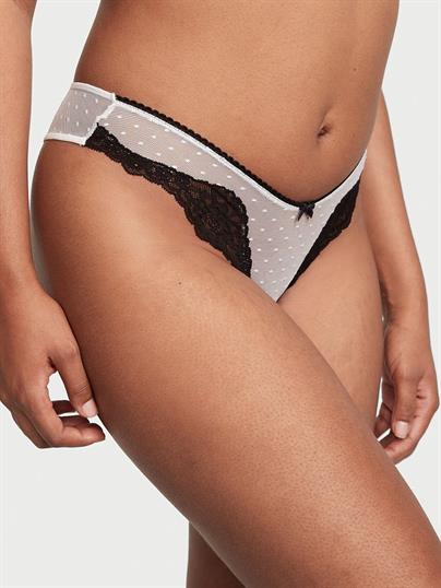 Puantiye Tüllü Dantelli Brazilian Külot