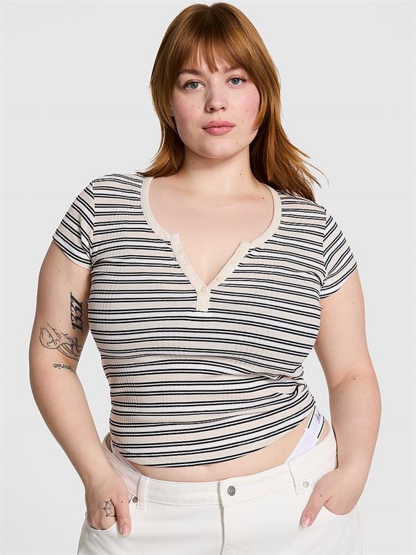 Ribanalı Henley Tişört
