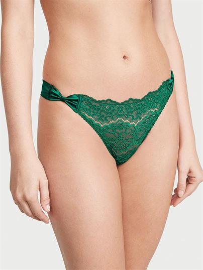Saten Fiyonklu Dantel Tanga Külot