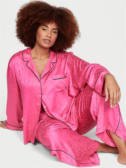 Saten Jakarlı Pijama Takımı