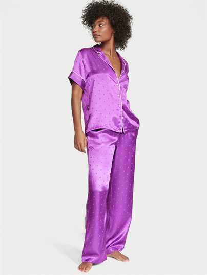 Saten Kısa Kollu Pijama Takımı