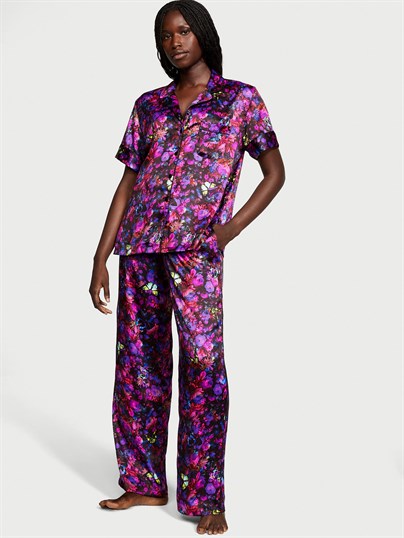 Saten Kısa Kollu Pijama Takımı