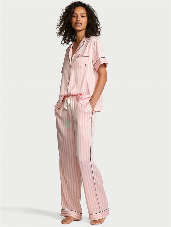 Saten Kısa Kollu Pijama Takımı