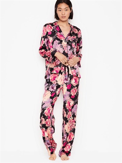 Saten Uzun Pijama Seti