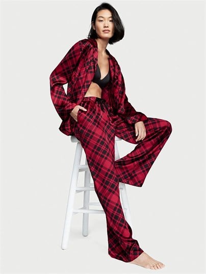 Saten Uzun Pijama Takımı